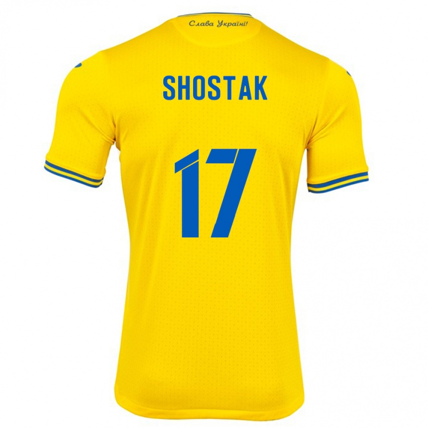 Kids Football Ukraine Denys Shostak #17 Yellow Home Jersey 24-26 T-Shirt Uk