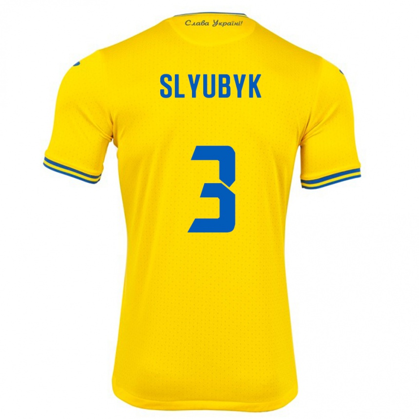 Kids Football Ukraine Bogdan Slyubyk #3 Yellow Home Jersey 24-26 T-Shirt Uk