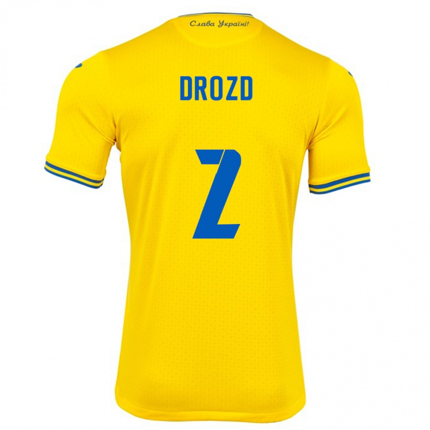 Kids Football Ukraine Anton Drozd #2 Yellow Home Jersey 24-26 T-Shirt Uk