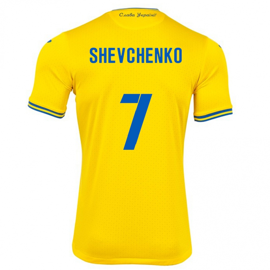 Kids Football Ukraine Kristian Shevchenko #7 Yellow Home Jersey 24-26 T-Shirt Uk