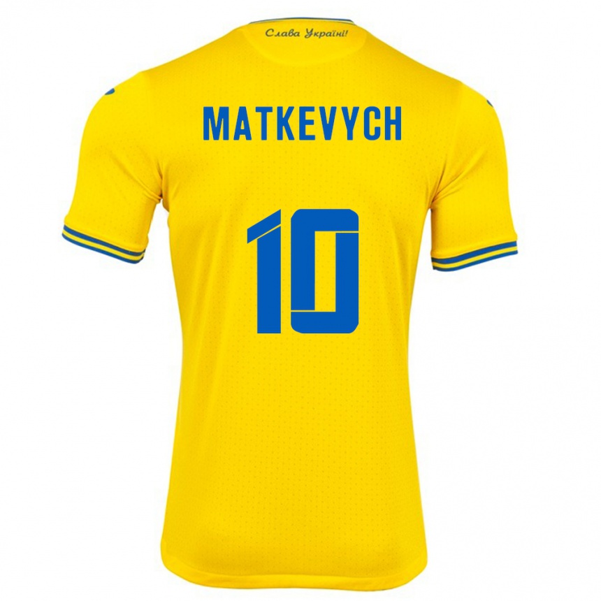 Kids Football Ukraine Andriy Matkevych #10 Yellow Home Jersey 24-26 T-Shirt Uk