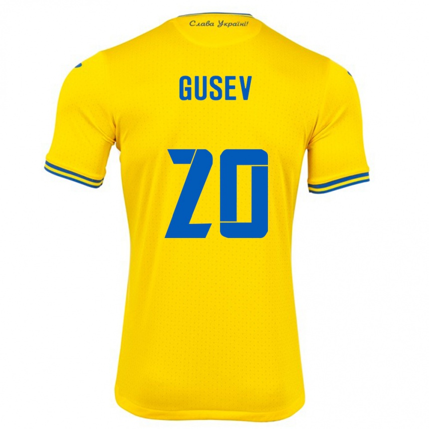 Kids Football Ukraine Oleksiy Gusev #20 Yellow Home Jersey 24-26 T-Shirt Uk