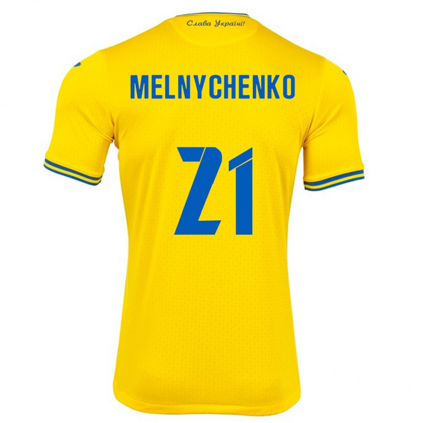 Kids Football Ukraine Maksym Melnychenko #21 Yellow Home Jersey 24-26 T-Shirt Uk