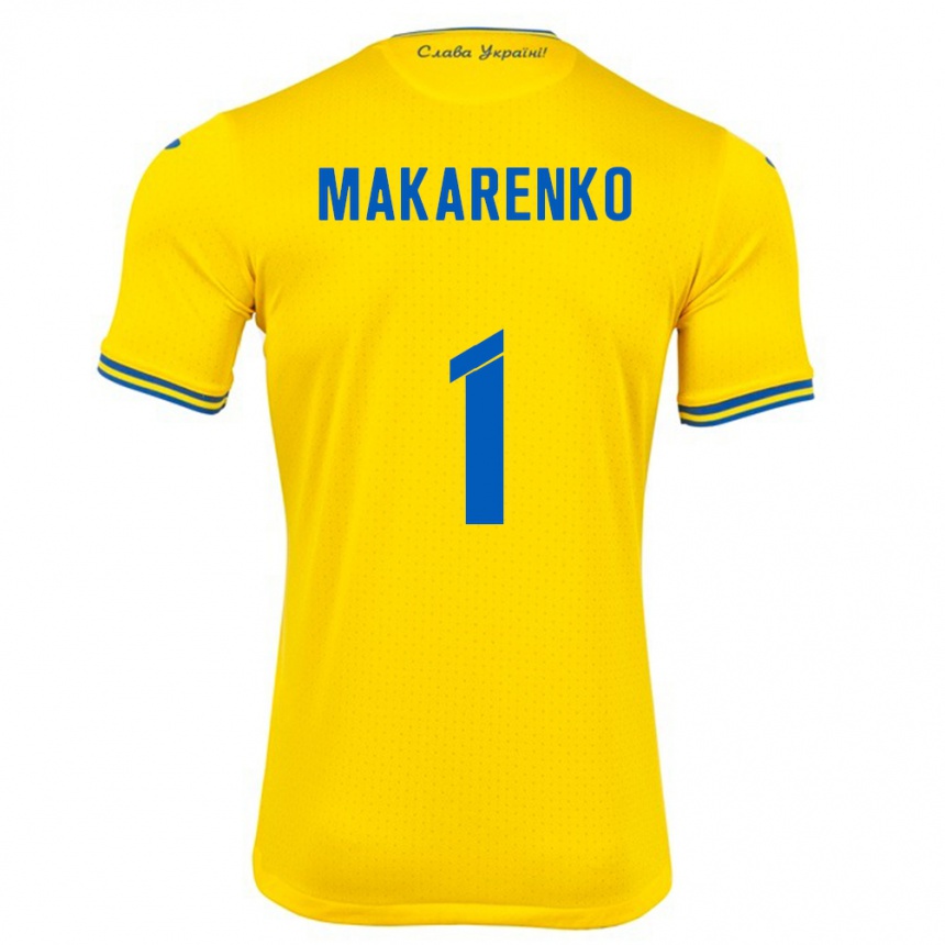 Kids Football Ukraine Nazar Makarenko #1 Yellow Home Jersey 24-26 T-Shirt Uk