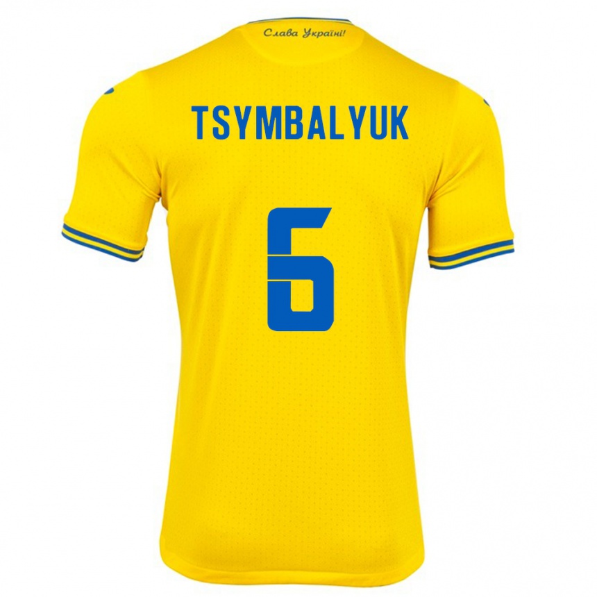 Kids Football Ukraine Maksym Tsymbalyuk #6 Yellow Home Jersey 24-26 T-Shirt Uk