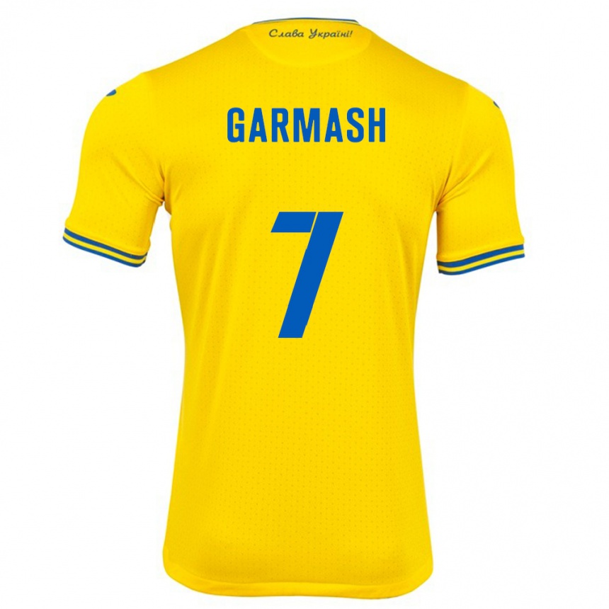 Kids Football Ukraine Yevgen Garmash #7 Yellow Home Jersey 24-26 T-Shirt Uk