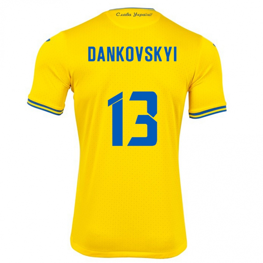 Kids Football Ukraine Yegor Dankovskyi #13 Yellow Home Jersey 24-26 T-Shirt Uk