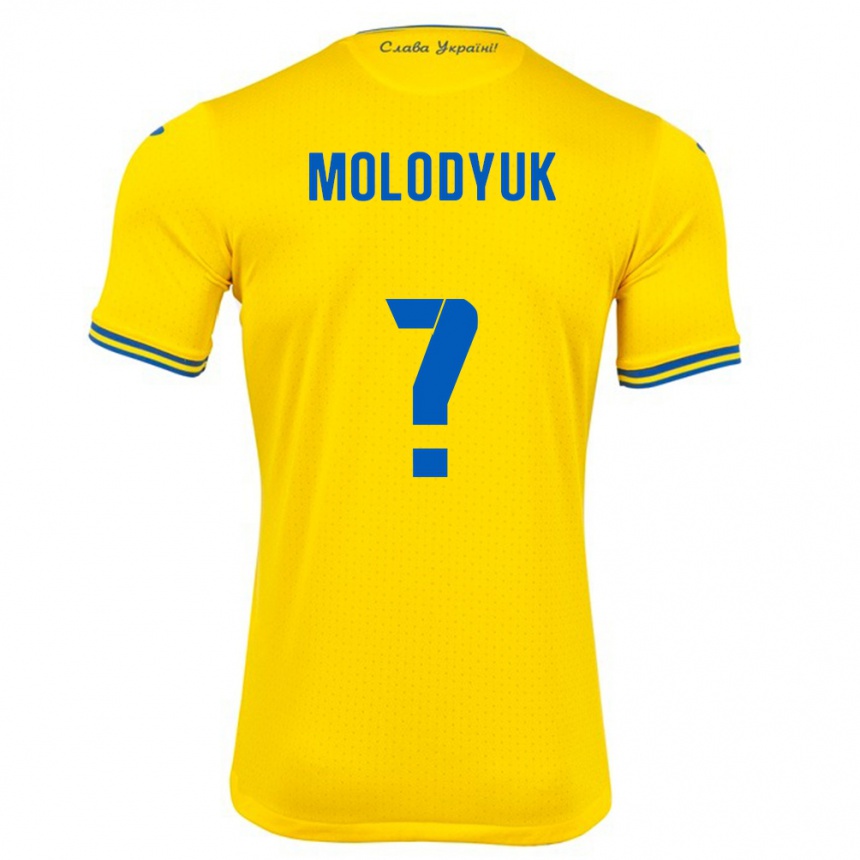 Kids Football Ukraine Yelyzaveta Molodyuk #0 Yellow Home Jersey 24-26 T-Shirt Uk