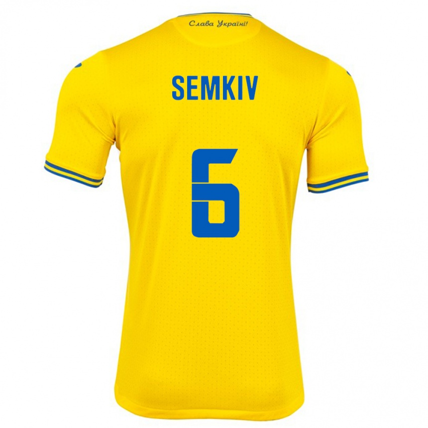 Kids Football Ukraine Dayana Semkiv #6 Yellow Home Jersey 24-26 T-Shirt Uk