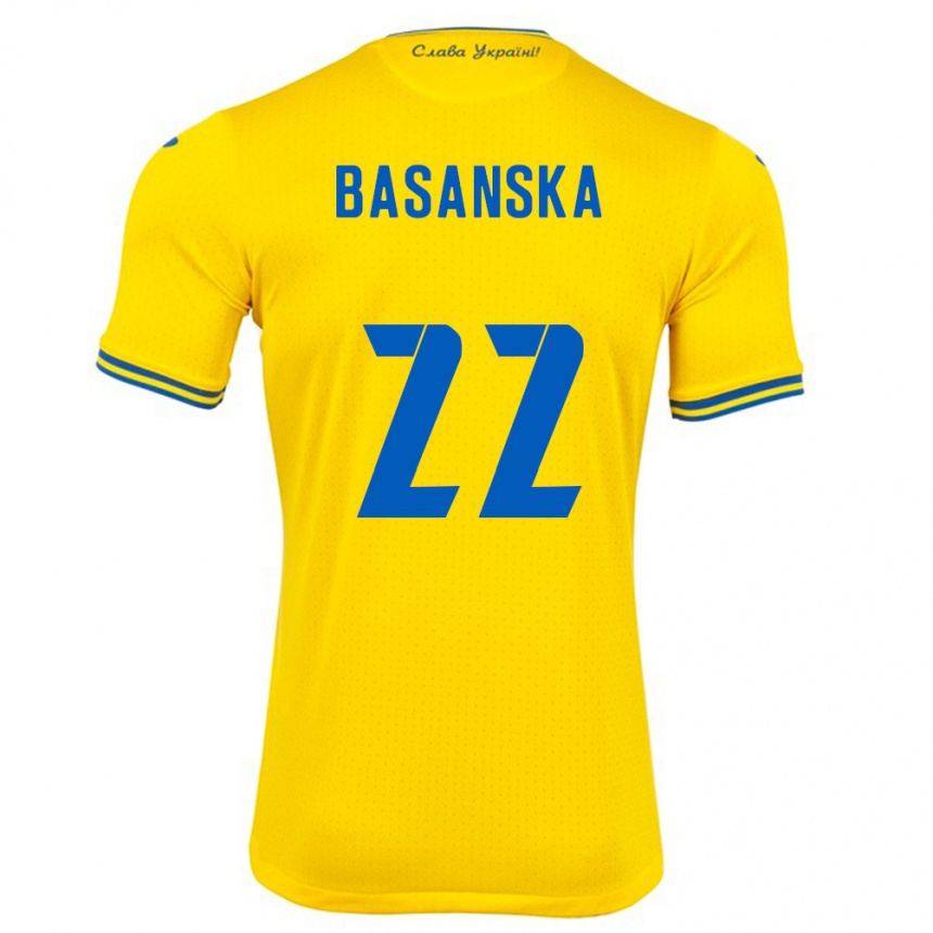 Kids Football Ukraine Olga Basanska #22 Yellow Home Jersey 24-26 T-Shirt Uk