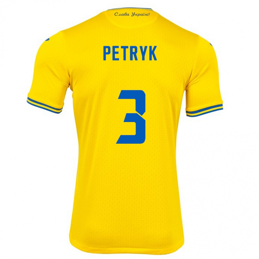 Kids Football Ukraine Anna Petryk #3 Yellow Home Jersey 24-26 T-Shirt Uk