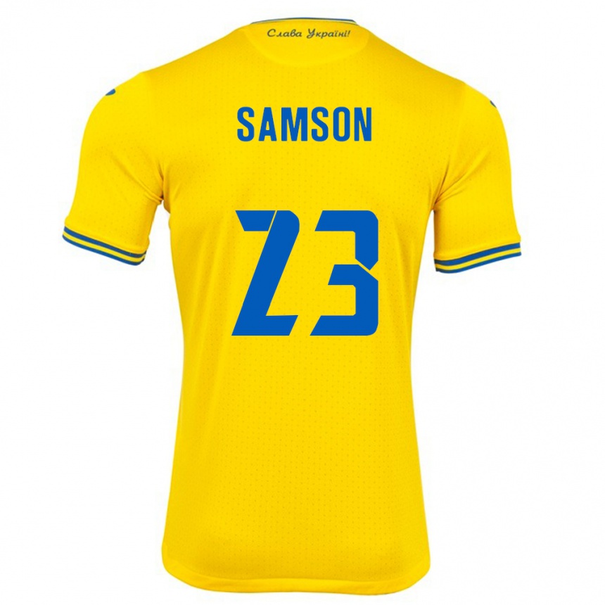 Kids Football Ukraine Kateryna Samson #23 Yellow Home Jersey 24-26 T-Shirt Uk