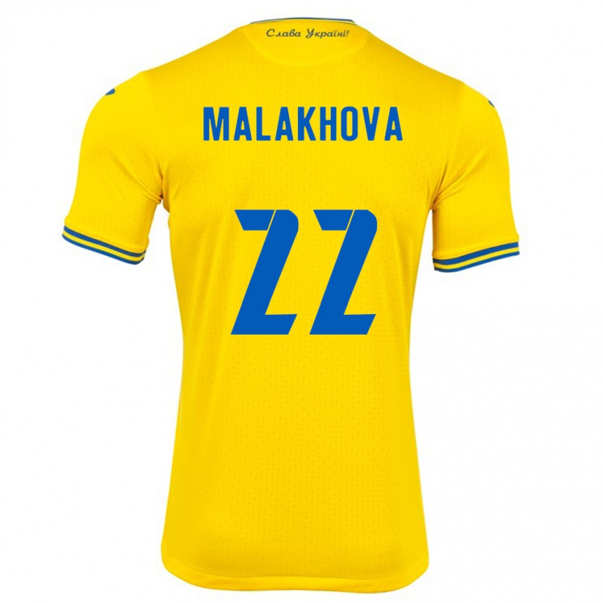 Kids Football Ukraine Yana Malakhova #22 Yellow Home Jersey 24-26 T-Shirt Uk