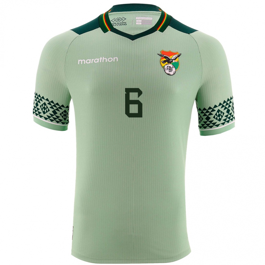 Kids Football Bolivia Eduardo Álvarez #6 Light Green Home Jersey 24-26 T-Shirt Uk