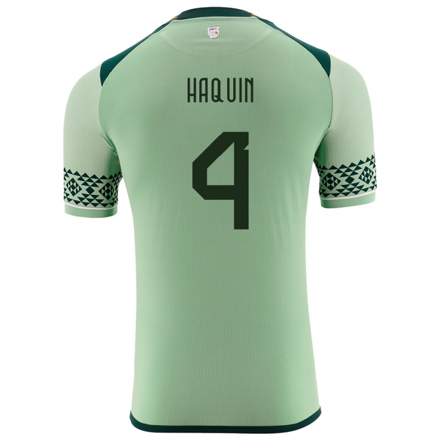 Kids Football Bolivia Luis Haquín #4 Light Green Home Jersey 24-26 T-Shirt Uk