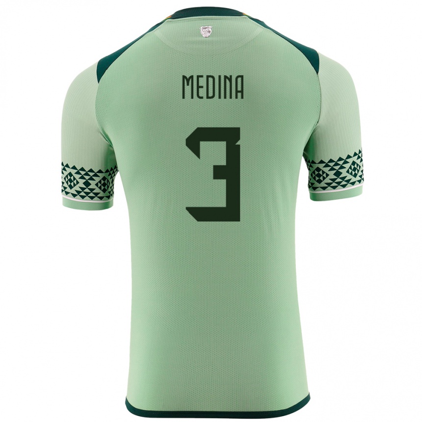 Kids Football Bolivia Diego Medina #3 Light Green Home Jersey 24-26 T-Shirt Uk