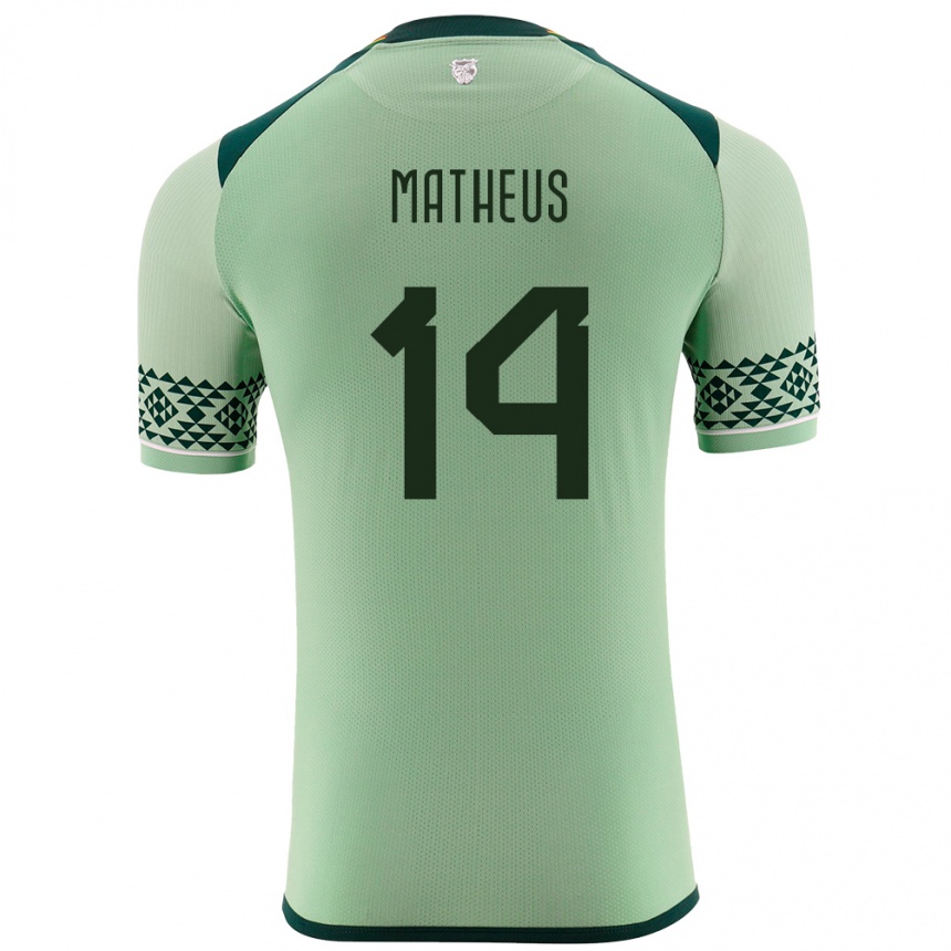 Kids Football Bolivia Robson Matheus #14 Light Green Home Jersey 24-26 T-Shirt Uk