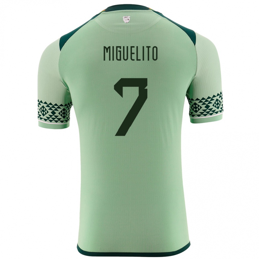 Kids Football Bolivia Miguelito #7 Light Green Home Jersey 24-26 T-Shirt Uk