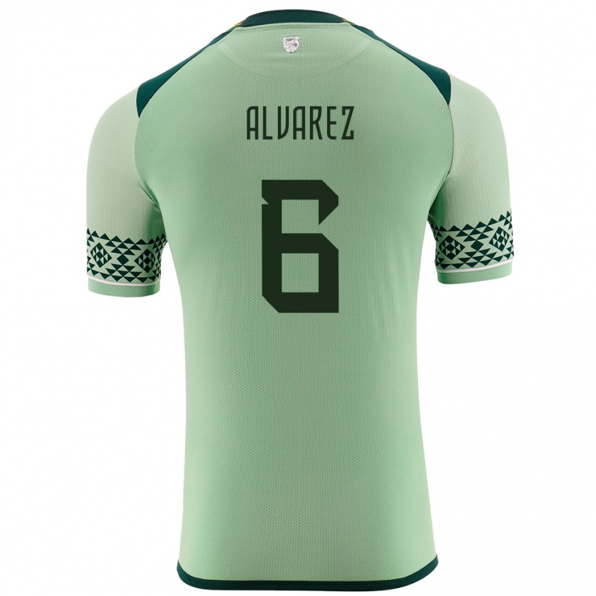 Kids Football Bolivia Eduardo Álvarez #6 Light Green Home Jersey 24-26 T-Shirt Uk