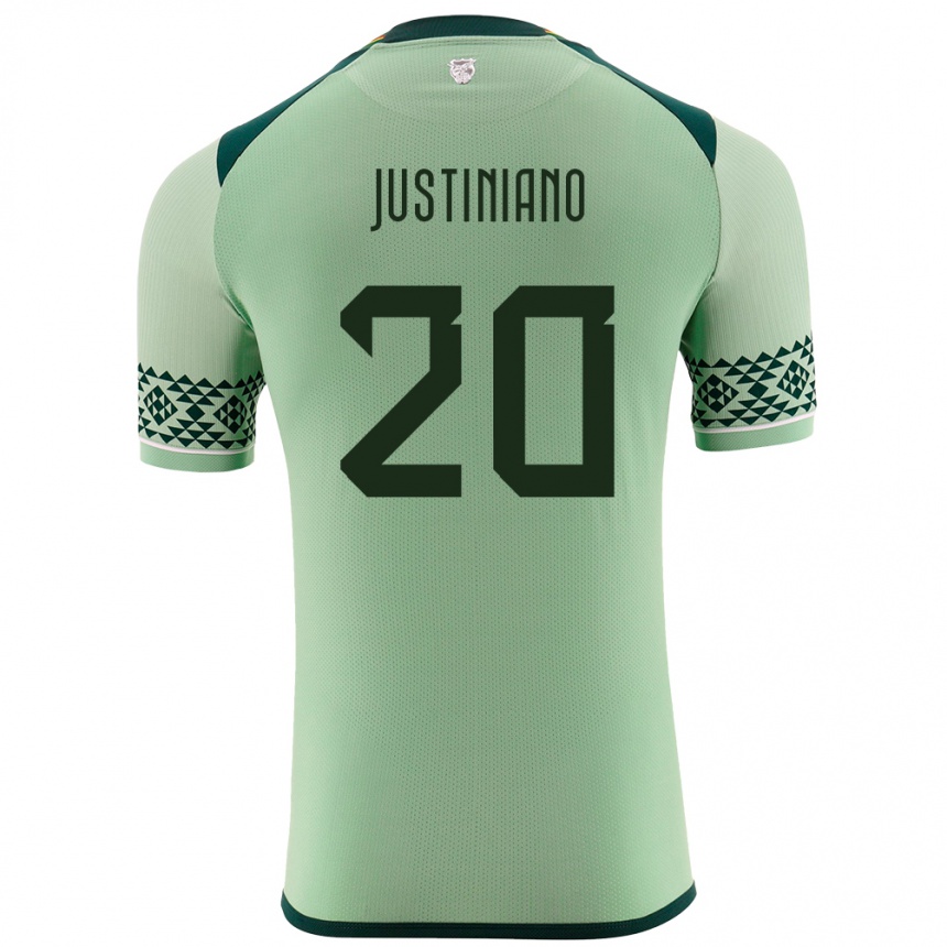 Kids Football Bolivia Leonardo Justiniano #20 Light Green Home Jersey 24-26 T-Shirt Uk