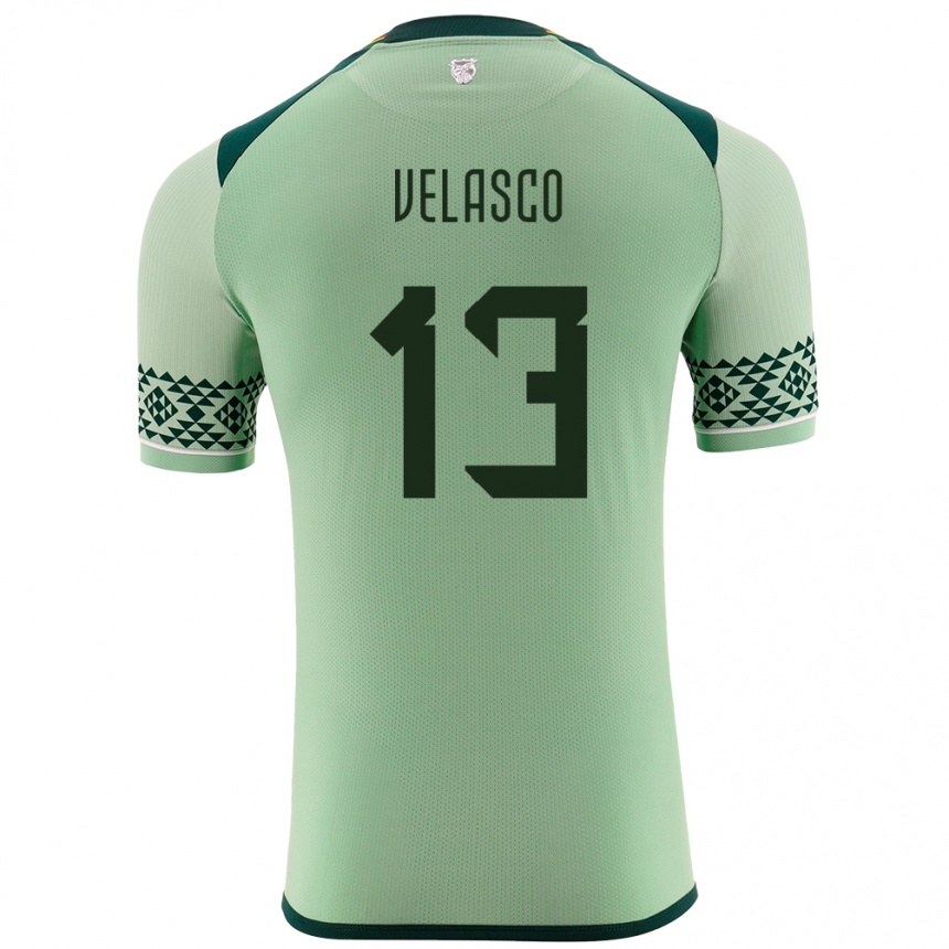 Kids Football Bolivia Jhon Velasco #13 Light Green Home Jersey 24-26 T-Shirt Uk