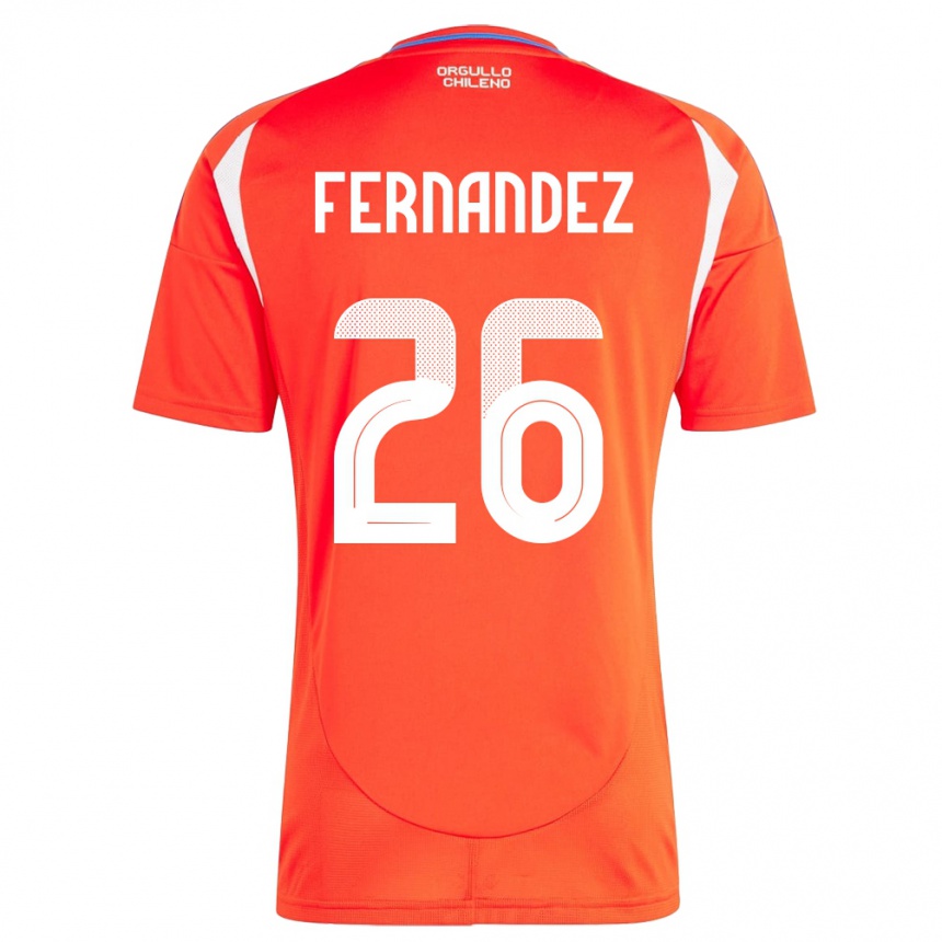 Kids Football Chile Nicolás Fernández #26 Red Home Jersey 24-26 T-Shirt Uk