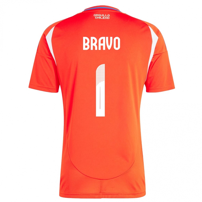 Kids Football Chile Claudio Bravo #1 Red Home Jersey 24-26 T-Shirt Uk