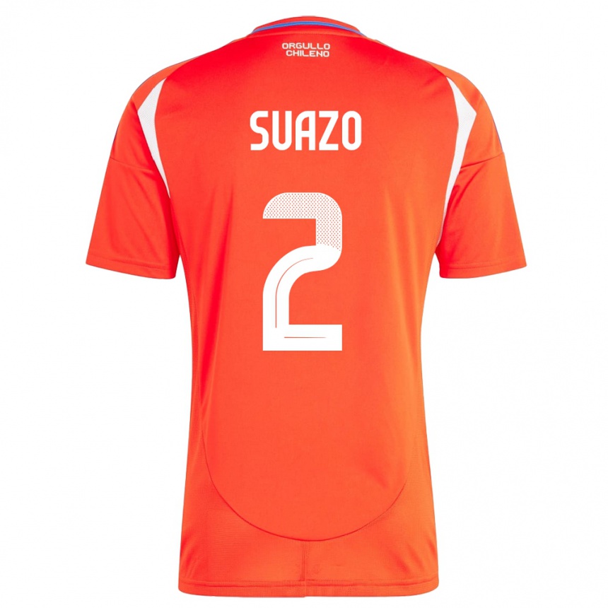 Kids Football Chile Gabriel Suazo #2 Red Home Jersey 24-26 T-Shirt Uk