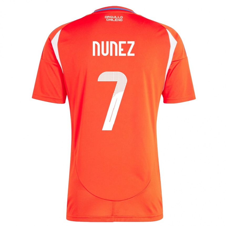 Kids Football Chile Marcelino Núñez #7 Red Home Jersey 24-26 T-Shirt Uk