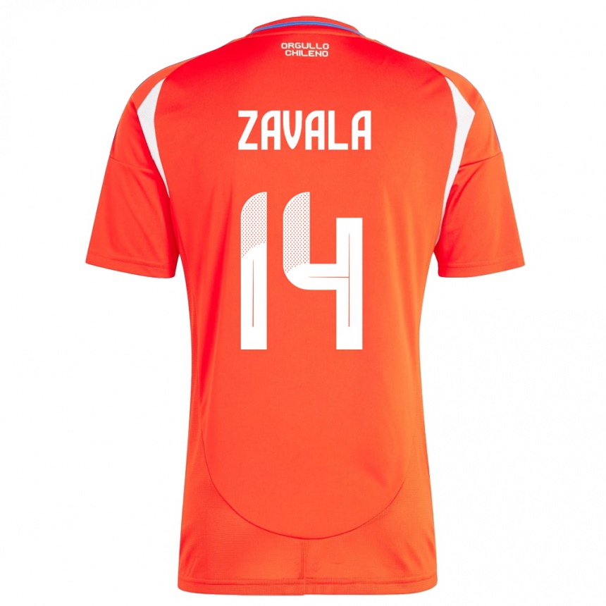 Kids Football Chile Cristián Zavala #14 Red Home Jersey 24-26 T-Shirt Uk