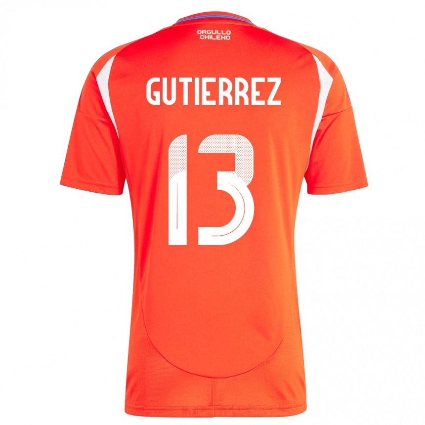 Kids Football Chile Daniel Gutiérrez #13 Red Home Jersey 24-26 T-Shirt Uk