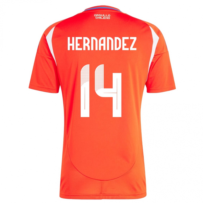 Kids Football Chile Leandro Hernández #14 Red Home Jersey 24-26 T-Shirt Uk