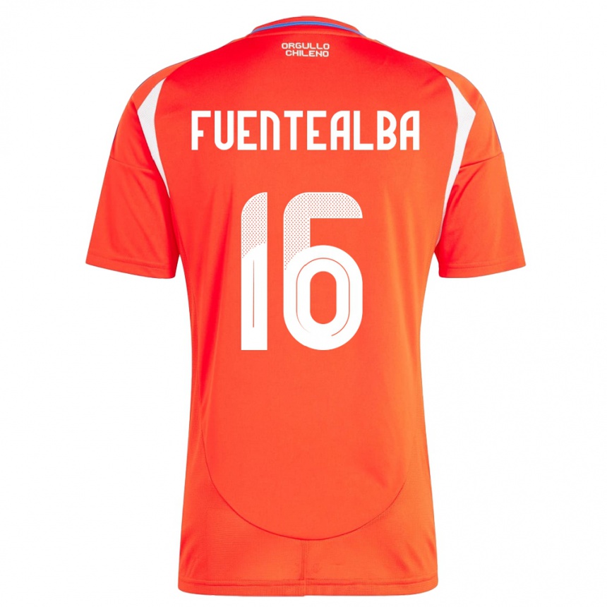 Kids Football Chile Jeison Fuentealba #16 Red Home Jersey 24-26 T-Shirt Uk