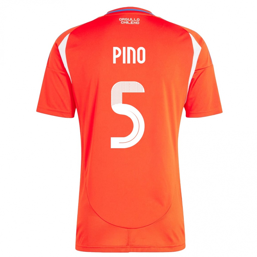 Kids Football Chile Sebastián Pino #5 Red Home Jersey 24-26 T-Shirt Uk