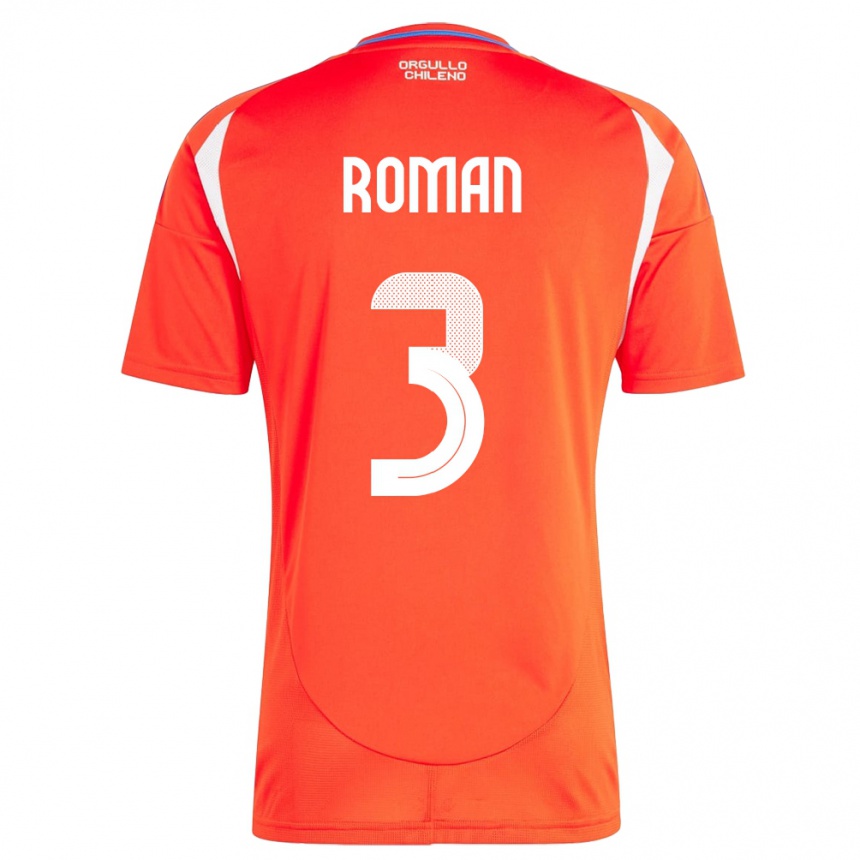 Kids Football Chile Iván Román #3 Red Home Jersey 24-26 T-Shirt Uk