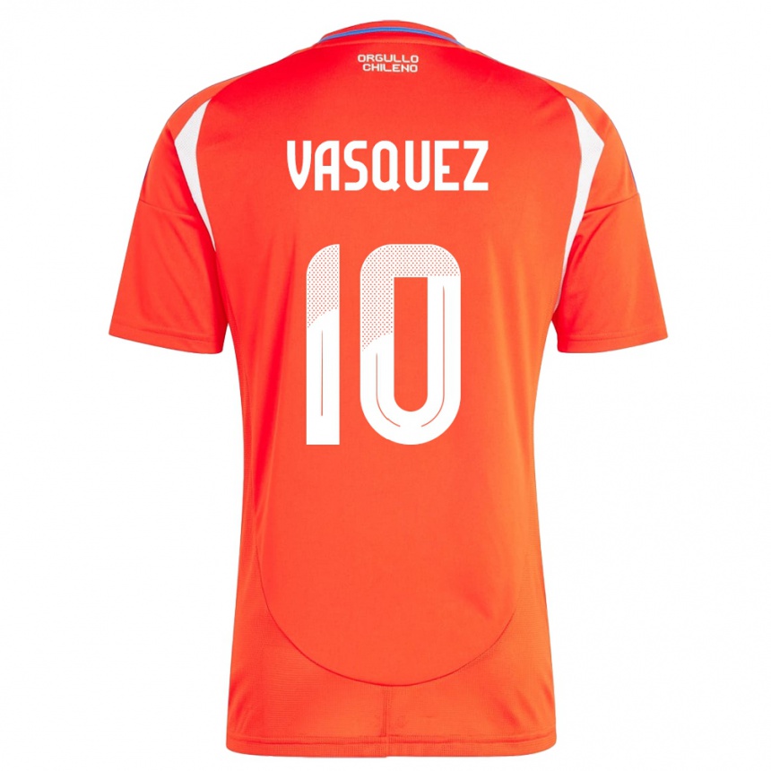 Kids Football Chile Ignacio Vásquez #10 Red Home Jersey 24-26 T-Shirt Uk