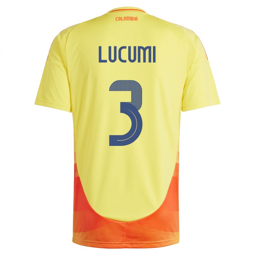 Kids Football Colombia Jhon Lucumí #3 Yellow Home Jersey 24-26 T-Shirt Uk