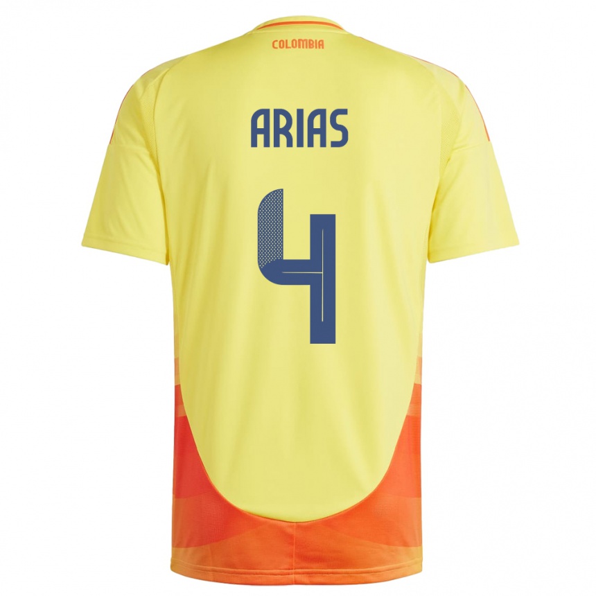 Kids Football Colombia Santiago Arias #4 Yellow Home Jersey 24-26 T-Shirt Uk