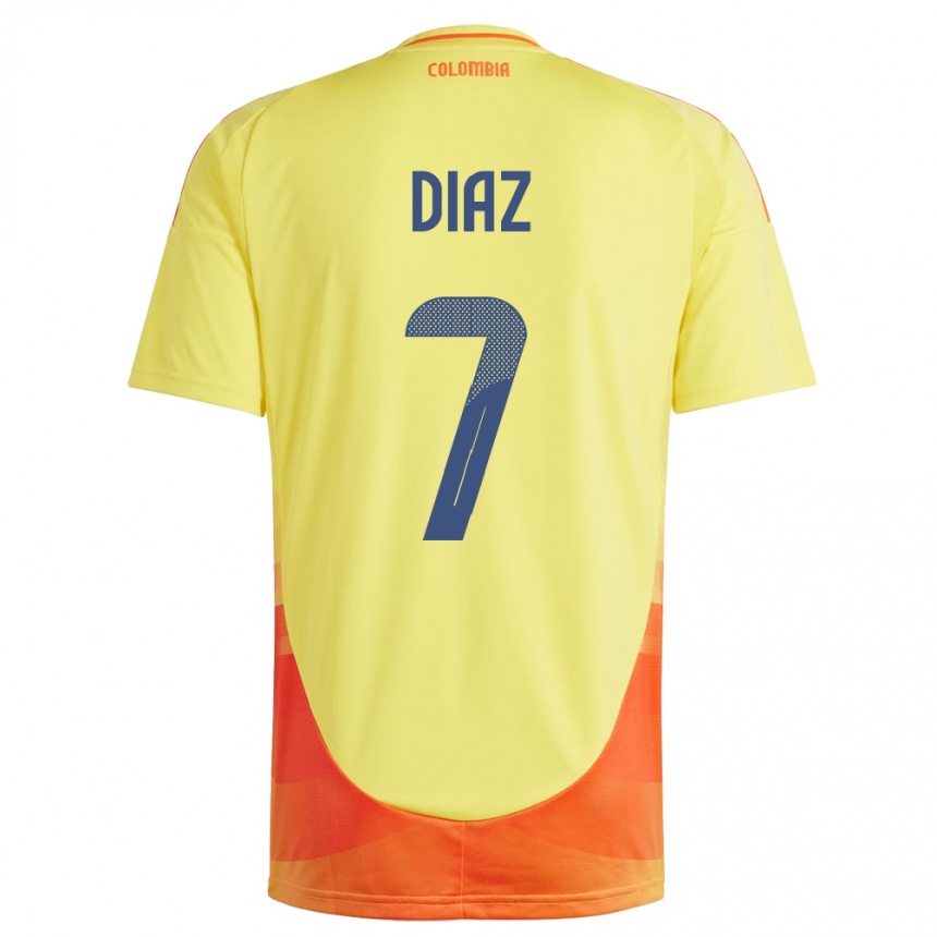 Kids Football Colombia Luis Díaz #7 Yellow Home Jersey 24-26 T-Shirt Uk