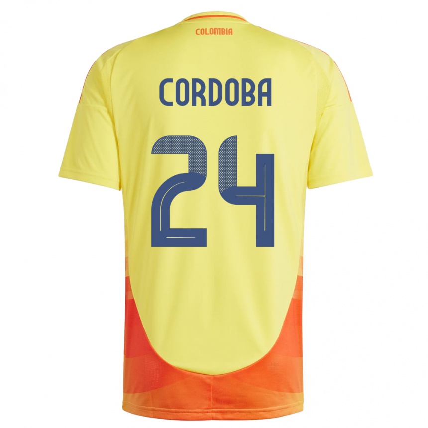 Kids Football Colombia Jhon Córdoba #24 Yellow Home Jersey 24-26 T-Shirt Uk