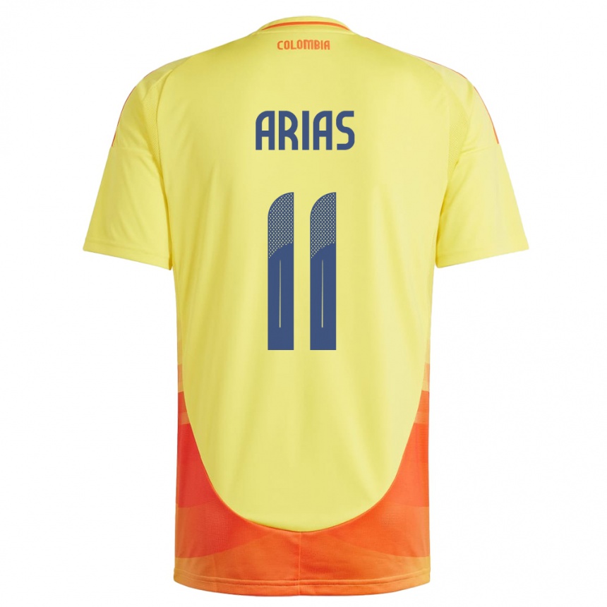 Kids Football Colombia Jhon Arias #11 Yellow Home Jersey 24-26 T-Shirt Uk