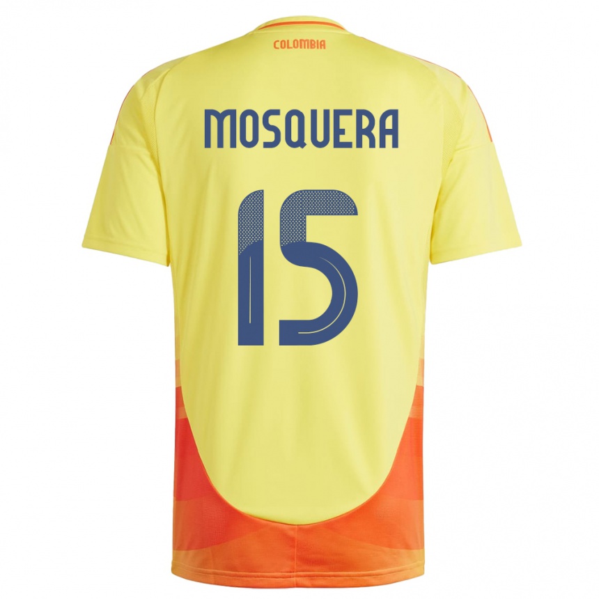 Kids Football Colombia Yerson Mosquera #15 Yellow Home Jersey 24-26 T-Shirt Uk