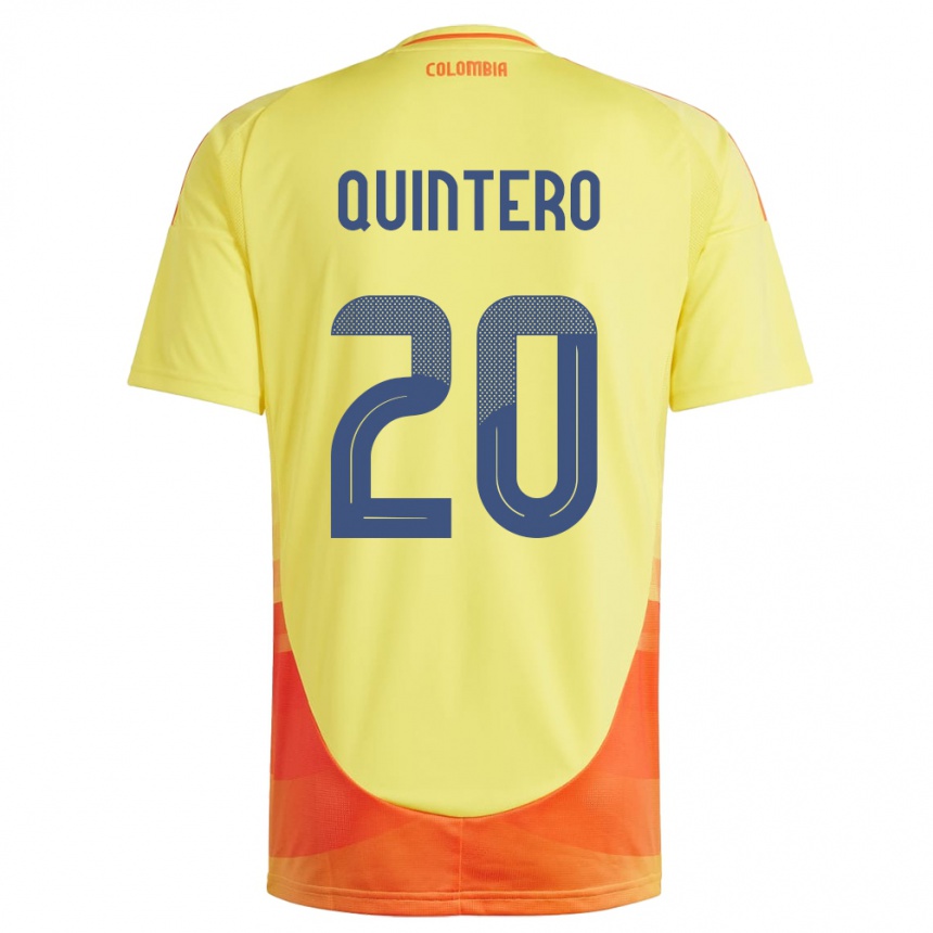 Kids Football Colombia Juan Fernando Quintero #20 Yellow Home Jersey 24-26 T-Shirt Uk