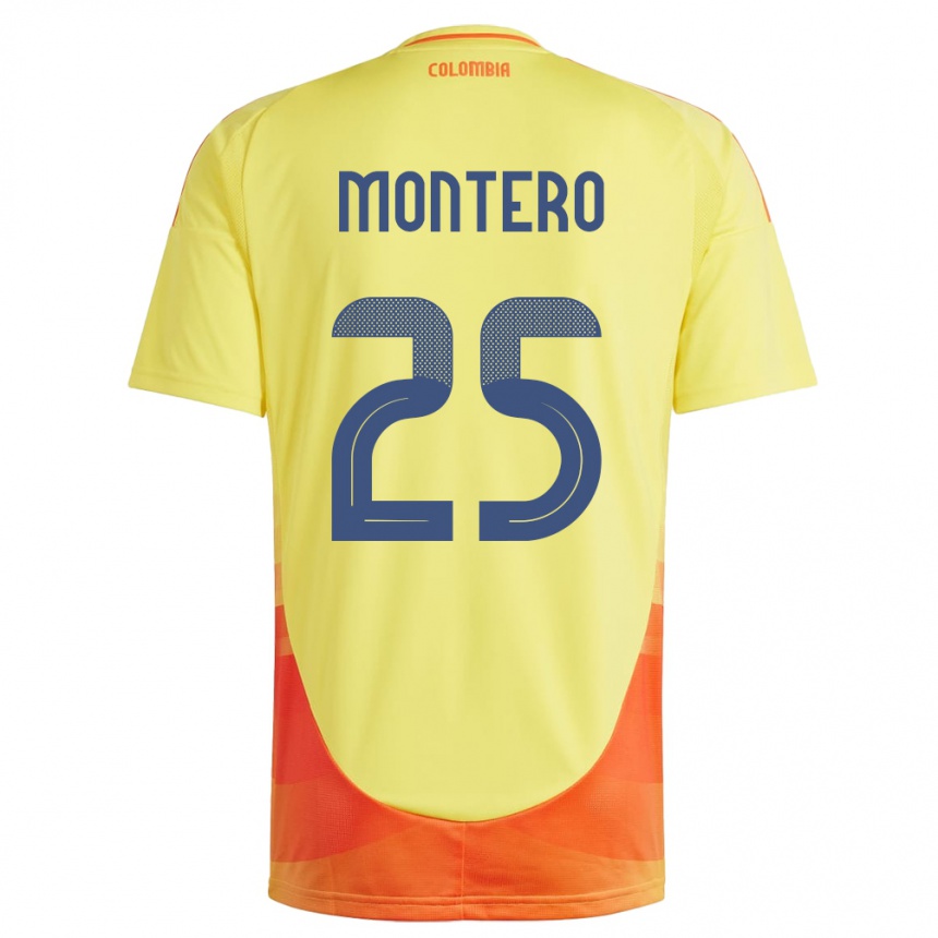 Kids Football Colombia Álvaro Montero #25 Yellow Home Jersey 24-26 T-Shirt Uk