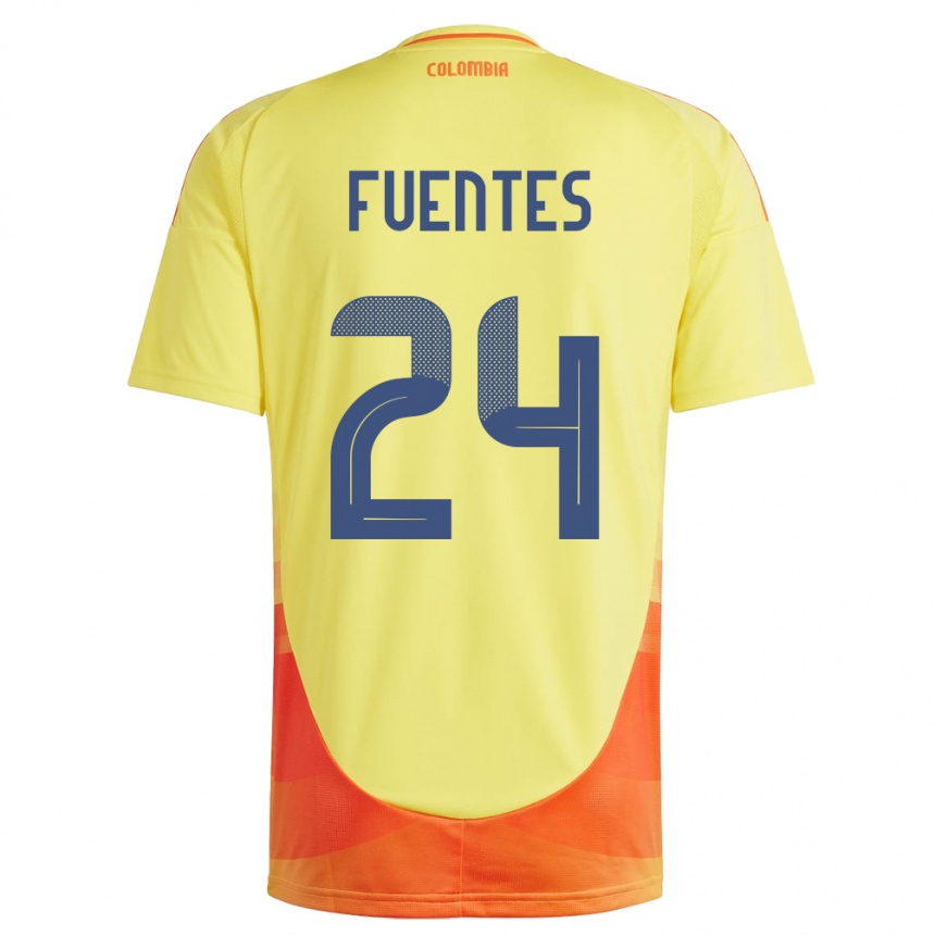 Kids Football Colombia Gabriel Fuentes #24 Yellow Home Jersey 24-26 T-Shirt Uk