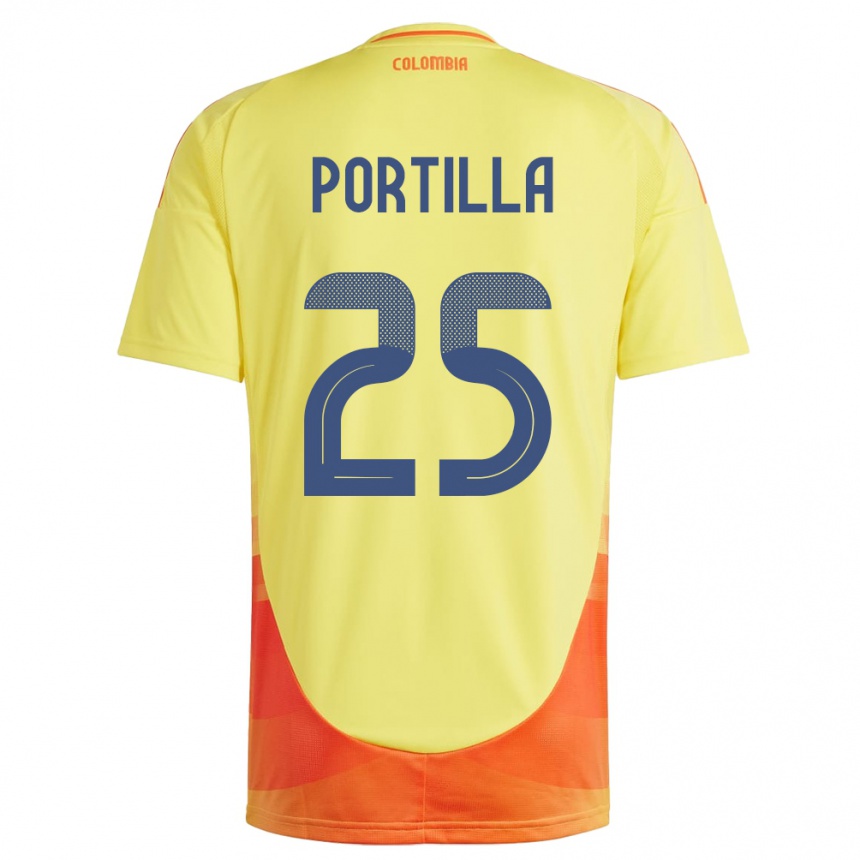 Kids Football Colombia Juan Portilla #25 Yellow Home Jersey 24-26 T-Shirt Uk