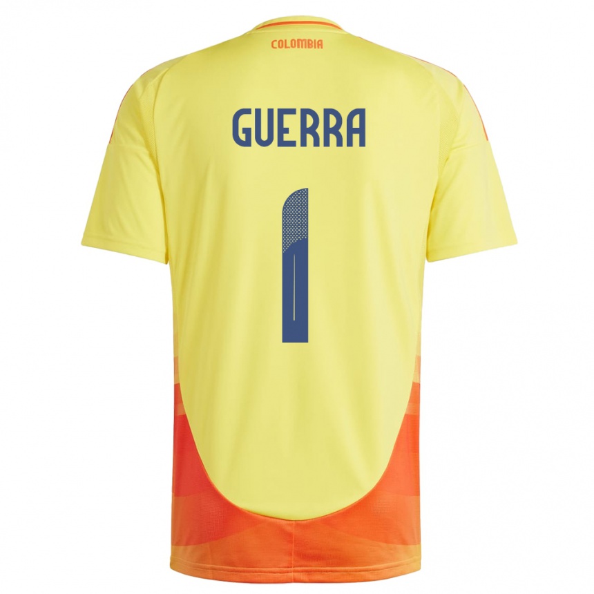 Kids Football Colombia Sebastián Guerra #1 Yellow Home Jersey 24-26 T-Shirt Uk