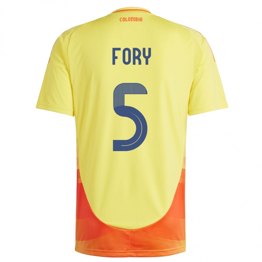 Kids Football Colombia Jimer Fory #5 Yellow Home Jersey 24-26 T-Shirt Uk