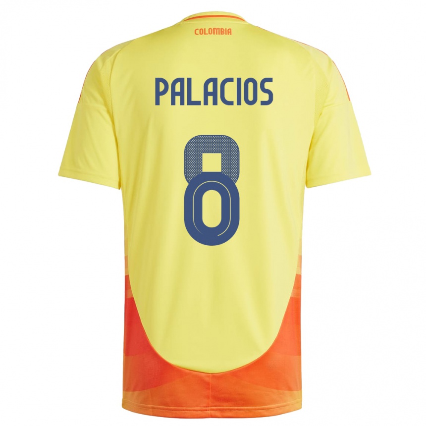 Kids Football Colombia Brahian Palacios #8 Yellow Home Jersey 24-26 T-Shirt Uk