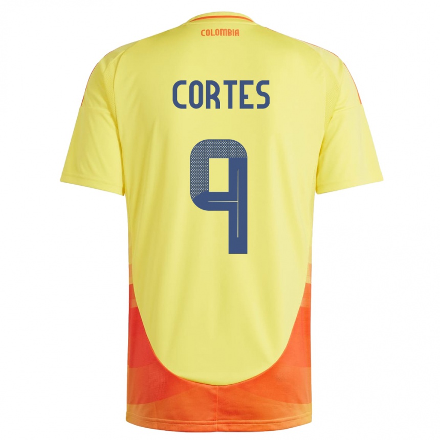 Kids Football Colombia Carlos Cortés #9 Yellow Home Jersey 24-26 T-Shirt Uk